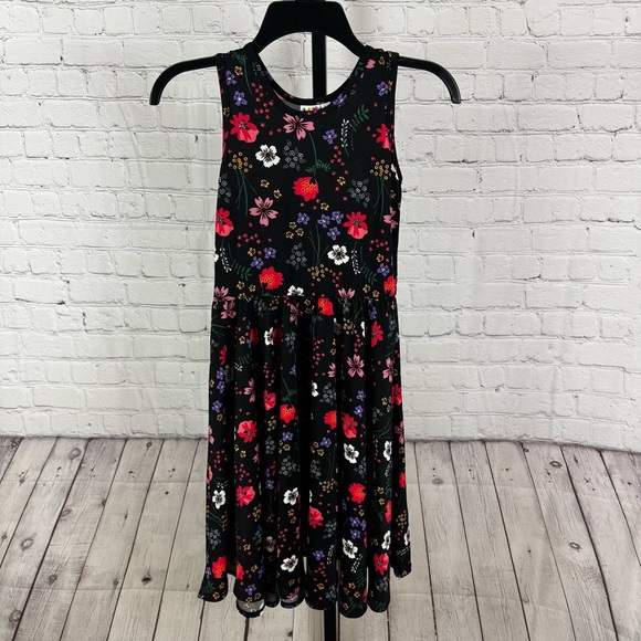 Dot Dot Smile Black Floral Tank Dress Size 8/10 - Picture 1 of 6